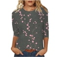 thumbnail image 3 of VBTAPA Womens Plus Size Tops 3/4 Sleeve Shirts Round Neck Loose Casual Blouses Floral Print Tshirts Limited Time Sales of Today Multicolor S, 3 of 6
