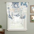 thumbnail image 2 of Eiffel Tower Tie Up Curtains for Windows, Adjustable Balloon Window Shades, European Architectural Retro Hand-Painted Kitchen Window Treatments Farmhouse Short Curtains with Rod Pocket 42"x45", 2 of 8