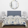 thumbnail image 3 of Designart "Seaside Floral Serenity I" Blue Boho Bedding Covert Set - Bohemian & Eclectic Bed Set With 1 Sham, 3 of 5