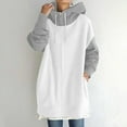 thumbnail image 2 of LYXSSBYX Fall Sweatshirts for Women Clearance Women's Patchwork Color Hoodie Zipper Long Sleeve Sweatshirts Long Coat Tops with Pockets, 2 of 7