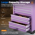 thumbnail image 4 of INTERGREAT 7 Drawers Rolling Tool Box with Pegboard,Portable Tool Chest with Wheels, Tool Box Organizer with Locking System for Garage, Purple, 4 of 18