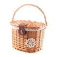 thumbnail image 3 of Cesta de almacenamiento para bicicleta, cesta artesanal con tapa, estilo retro, cesta de mimbre para bicicleta, fácil de instalar, cesta para verduras Con tela de forro, 3 of 8