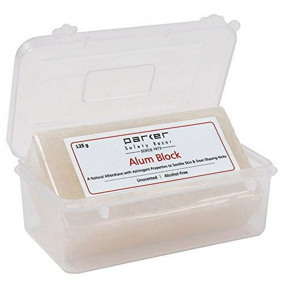 Parker Safety Rasoir 125 g en Bloc d'Alun avec Étui de Voyage - un après-Rasage Naturel aux Propriétés Antiseptiques