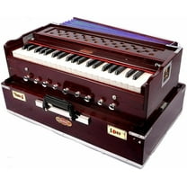 Naad Wooden Classical Harmonium Chudidaar Bellow 42 Key Two Reed Bass Male With Cover