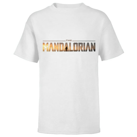 Star Wars The Mandalorian Series Logo - Short Sleeve T-Shirt for Kids - Customized-White