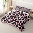 thumbnail image 3 of Erosebridal Cool Girls Bowknot Quilt Full, Princess Cartoon Full Bedspread Sets, Black Pink, 3 Pieces, 3 of 7