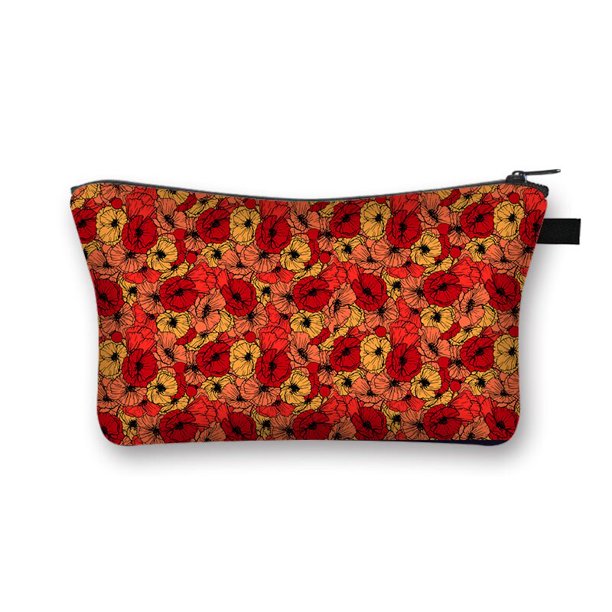 Bolsa de cosméticos con estampado de amapolas rojas para mujer, Bolso pequeño para maquillaje, neceser femenino de belleza, estuche de cosméticos LIUWENJING unisex