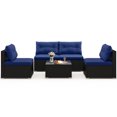 thumbnail image 1 of Gymax 5 PCS Patio Furniture Set w/ Seat & Back Cushions Tempered Glass Tabletop Navy, 1 of 9