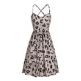 thumbnail image 4 of VISgogo Vestido sin mangas de verano para mujer, estampado de flores/leopardo para adultos, cuello en V, correa de espagueti cruzada, una pieza con bolsillos VISgogo  moda, 4 of 6