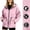 Pink, variant on XPMWRP Women's Cinched Waist Hooded Windbreaker Water Resistant Zip Up Short Jacket Drawstring Hem Pockets for Hiking Daily Casual Outdoor Wear Black XXXL