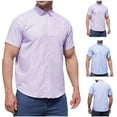 thumbnail image 2 of WREESH Men's Fashion Business Button Down Shirts Turndown Collar with Pocket and Short Sleeve Plaid Pocket Button Plaid Shirt Light Purple, 2 of 5