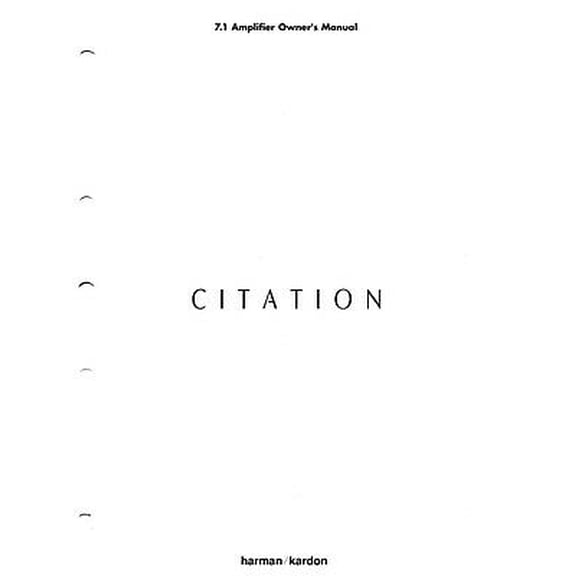 Harman Kardon CITATION 7.1 Amplifier Owners Instruction Manual REPRINT
