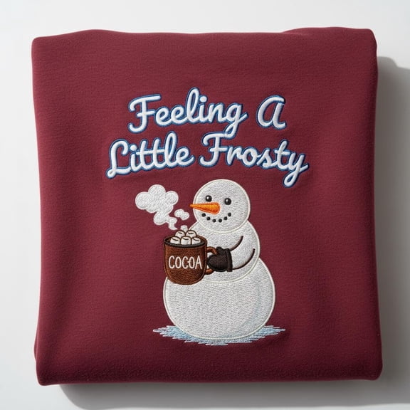 Feeling A Little Frosty Snowman Sweatshirt, Embroidered Hot Cocoa Drinker Pullover, Winter Crewneck Jumper, Holiday Gift for Her