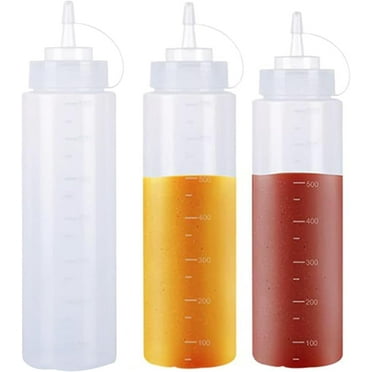 Keyasia Plastic Squeeze Condiment Bottles, 24-oz, Leak Proof, Refillable