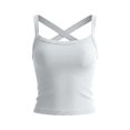 thumbnail image 5 of MVRLSH Womens Tank Tops Loose Fit Casual Crisscross Strap Backless Cropped Ribbed Neck Lace Trim Tank Top Tops White Size XL, 5 of 7