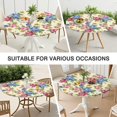 thumbnail image 7 of Round Fitted Tablecloth with Elastic Edges Fits 45"-52" Round Tables Pioneer Colorful Floral Waterproof Table Cover Washable Indoor and Outdoor for Party Kitchen Dinner Banquet Patio Picnic, 7 of 7