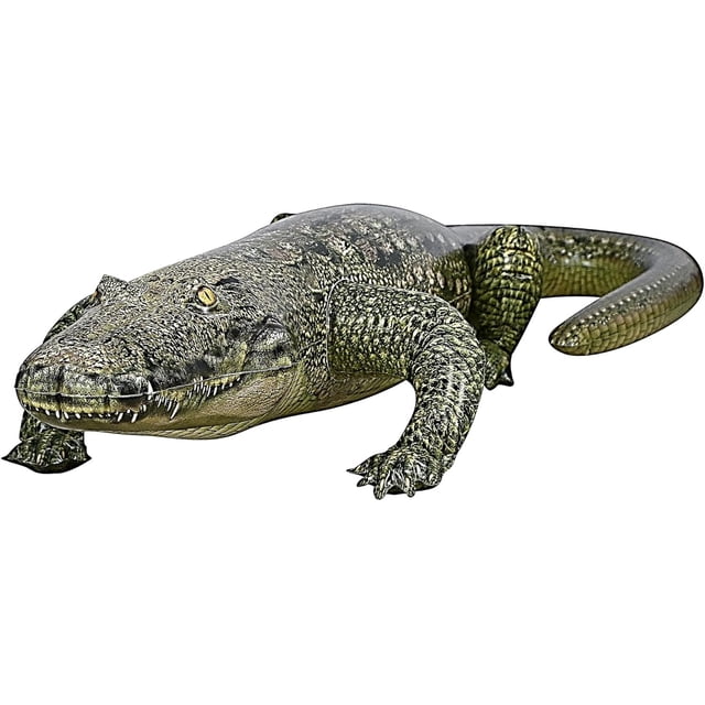Alligator Inflatable 49" (76" Head to Tail) Long, Green with Armor Imprint, Realistic Wild Animal, Sports Team Mascot, Pool, Garden Decor, Photo Prop, Bird Deterrent, 1 pc