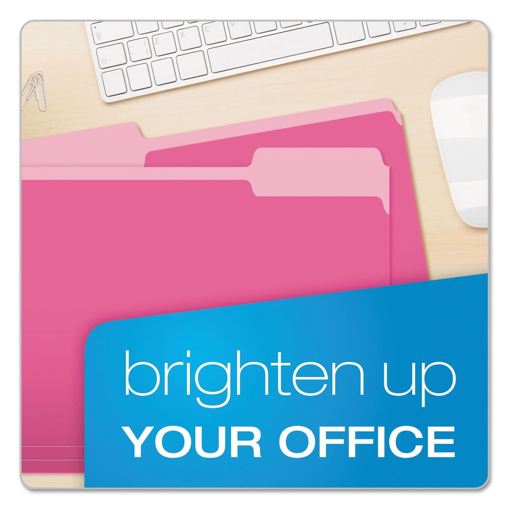 Pendaflex Two-Tone File Folder, Letter Size, 1/3 Cut Tabs, Pink, Pack of 100