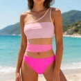thumbnail image 5 of Ramiter Womens High Waisted Bikini Sets Drawstring Tummy Control Swimsuits Crisscross Tie Back Bathing Suit Bikini Sets for Women(Pink,L), 5 of 6
