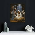 thumbnail image 4 of JEUXUS Christmas Wall Art Canvas Print,Nativity Scene Picture Jesus in a Manger Paninting Artwork Stretched and Framed Ready to Hang for Wall Decor 16x20 in, 4 of 4