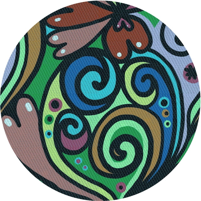 Ahgly Company Tapis Rond Lavable en Machine Intérieur Transitionnel Vert Menthe, 6 Pieds Rond