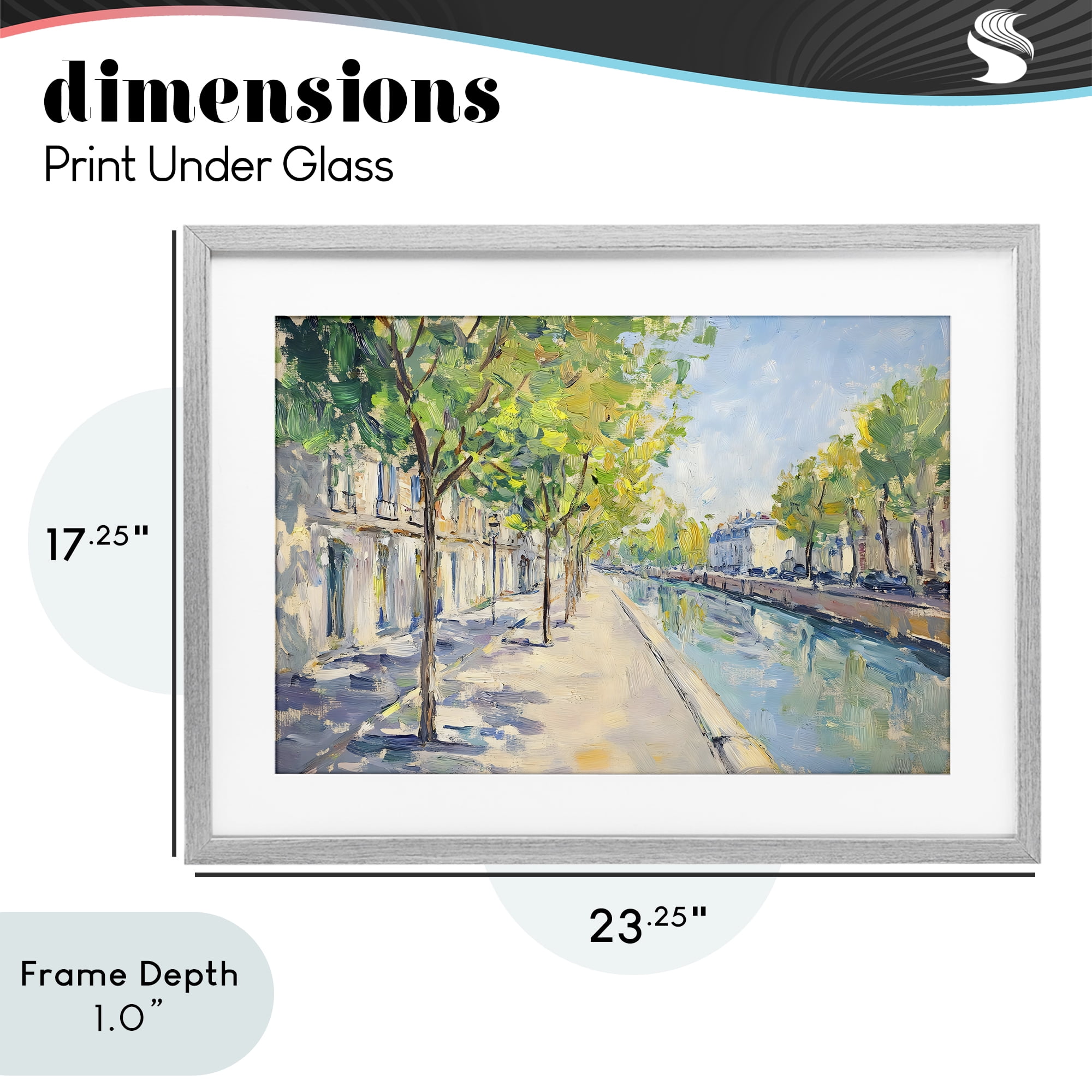 Stupell Industries Montrouge Canal Promenade Gray Framed Print Under Glass, design by Creative Studio