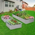 thumbnail image 5 of 2 Pack 8x3x1ft Galvanized Raised Garden Bed Metal Above Ground Planter Box Kit Outdoor for Vegetables Flowers Herbs, Adjustable to 4 different sizes of rectangular steel bottomless shelves(Gray), 5 of 6