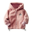 thumbnail image 2 of Lilgiuy Girls Boys Plush Coat Fall Winter Solid Color Long Sleeve Full Zipper Hooded Soft Warm Coat for Cold Weather(18Months-10Years), 2 of 3