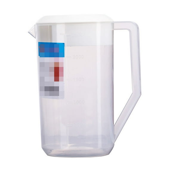 Hervidor medidor con escala Recipiente para almacenamiento de bebidas con tapa Jarra de agua fría resistente al calor Jarra de jugo de plástico (2500 ml, blanco)
