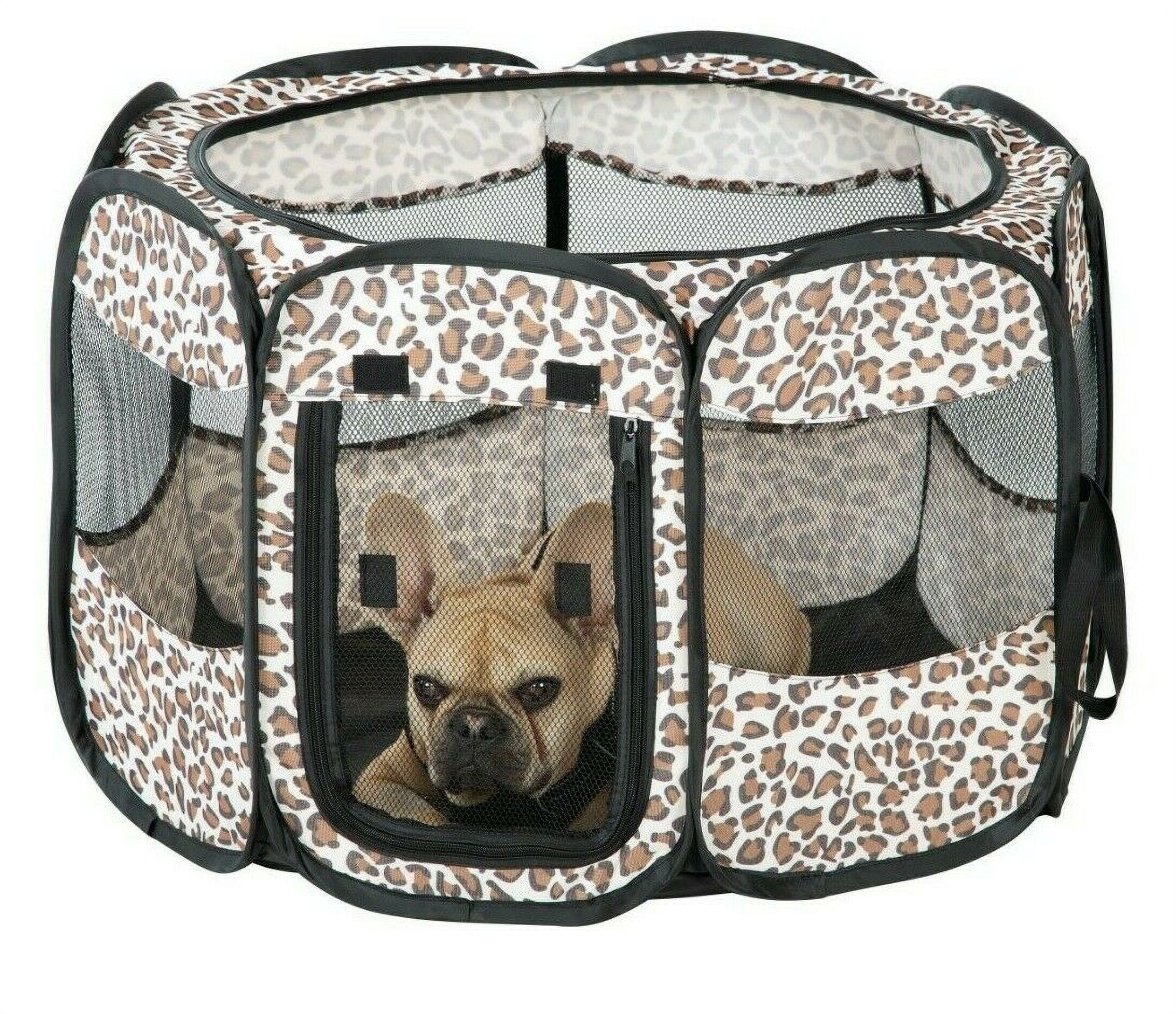 Portable Dog Tent Pen -  Outdoor & Indoor Puppy Playpen - Play Tent Enclosure -Leopard Print