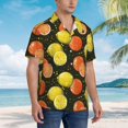 thumbnail image 3 of Pofeuu Orange Lemon Print Hawaiian Shirt for Men Sleeves Casual Button Down Summer Beach Dress Shirts T-Shirts,Large, 3 of 7