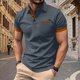 thumbnail image 5 of Tops de Verano Ligeros de Manga Corta de los Hombres Cuello Redondo Botón Soporte Cuello Transpirable Casual Tee, 5 of 6