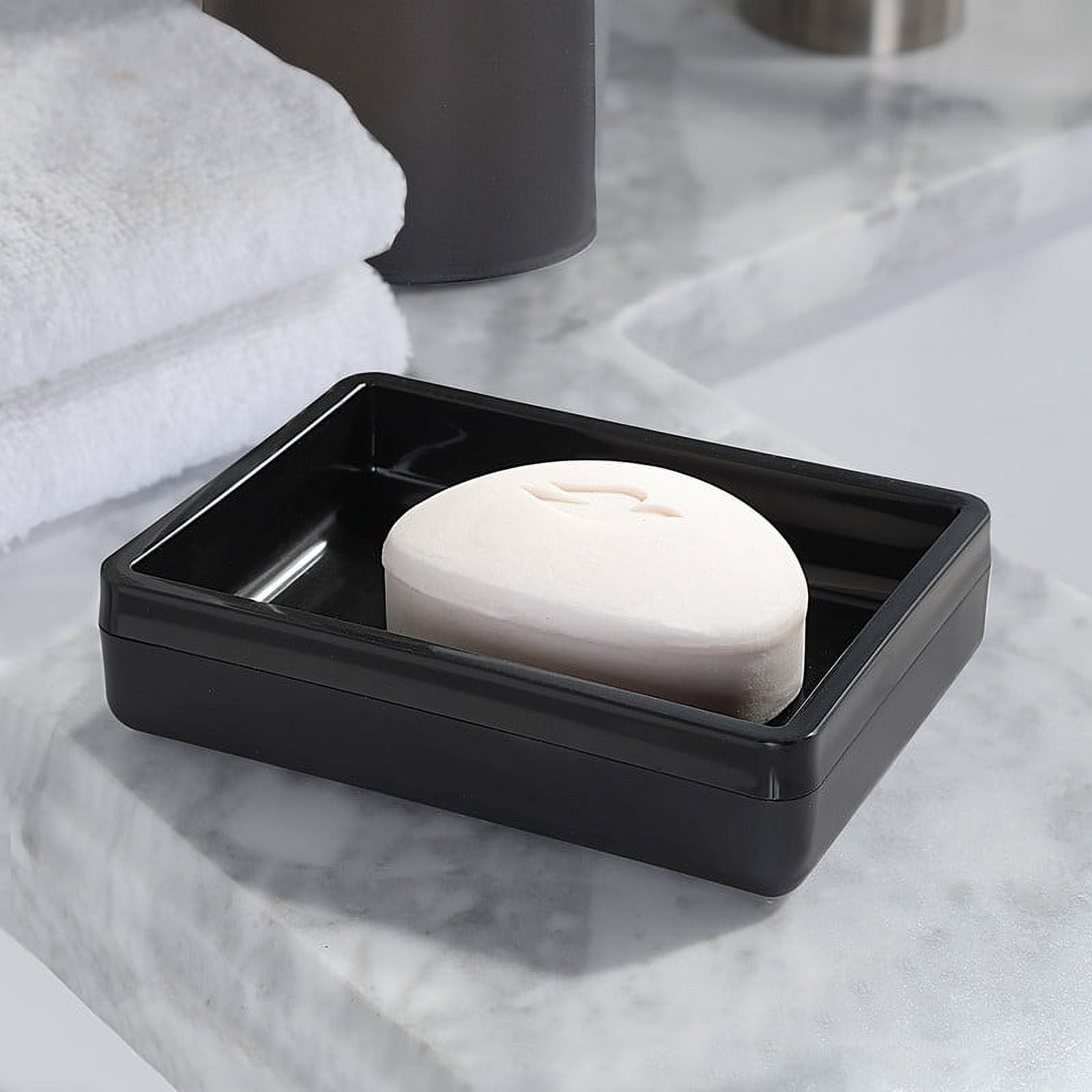 (4 pack) Mainstays Frosted Black Plastic Soap Dish