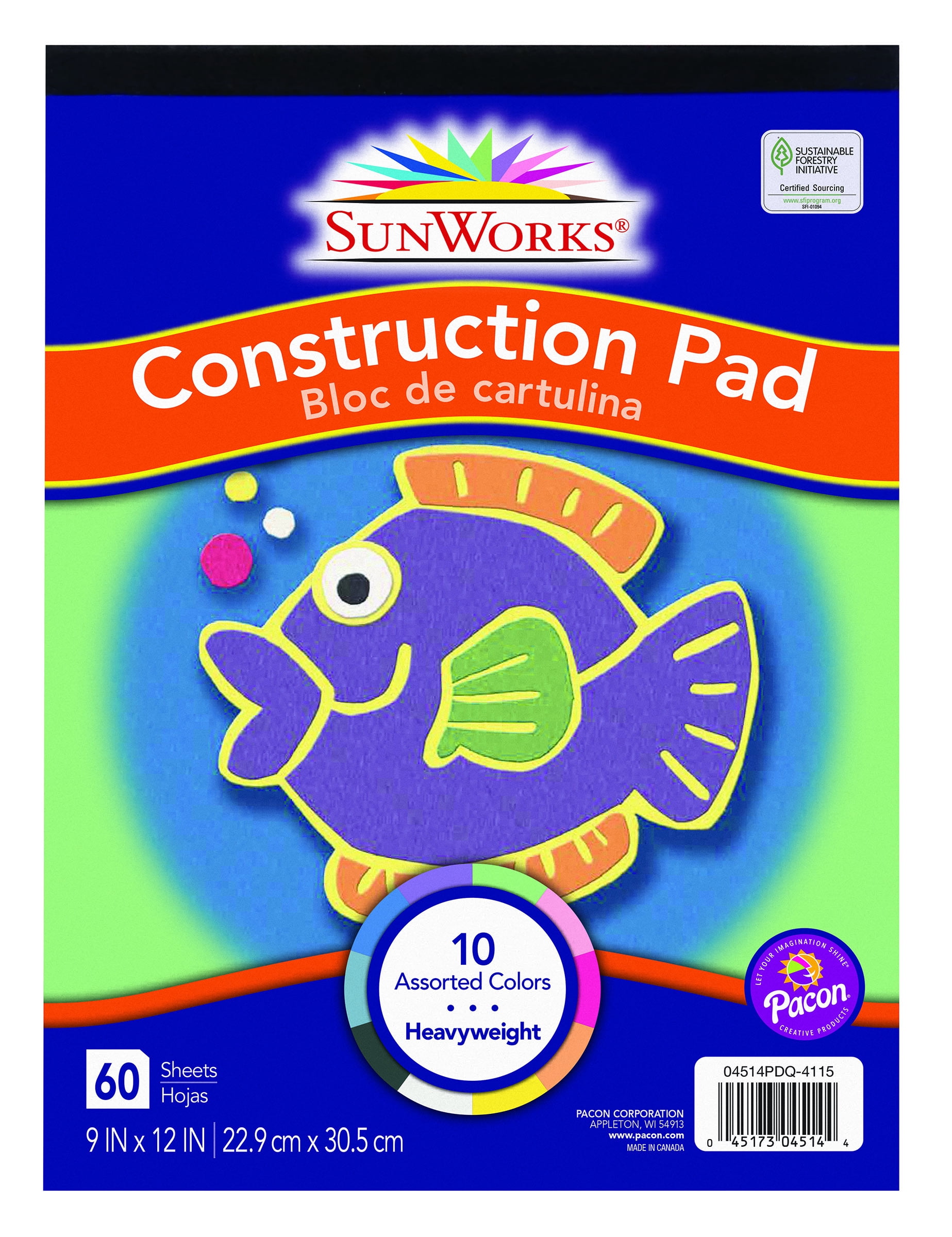 SunWorks Construction Paper Pad, 9' x 12', 60 Sheets