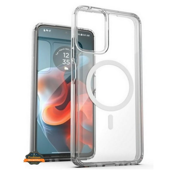 For Motorola Moto G Power 2024 Magnetic Clear Compatible with Magsafe Wireless Charger PC TPU Hybrid Slim Transparent Phone Case Cover by Xpression - Clear