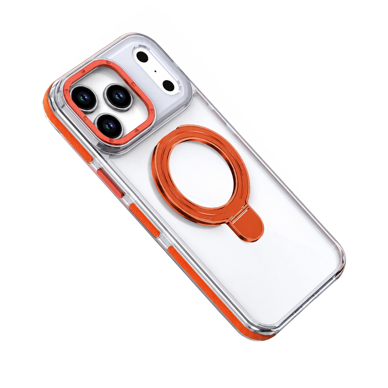 Clear Hybrid Case with Built-In Kickstand for iPhone 17 Pro Max - Orange