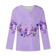 thumbnail image 4 of DPTALR Women's V-Neck Casual Printed Button-Up Blouse T-shirt Tops Blouse, 4 of 5