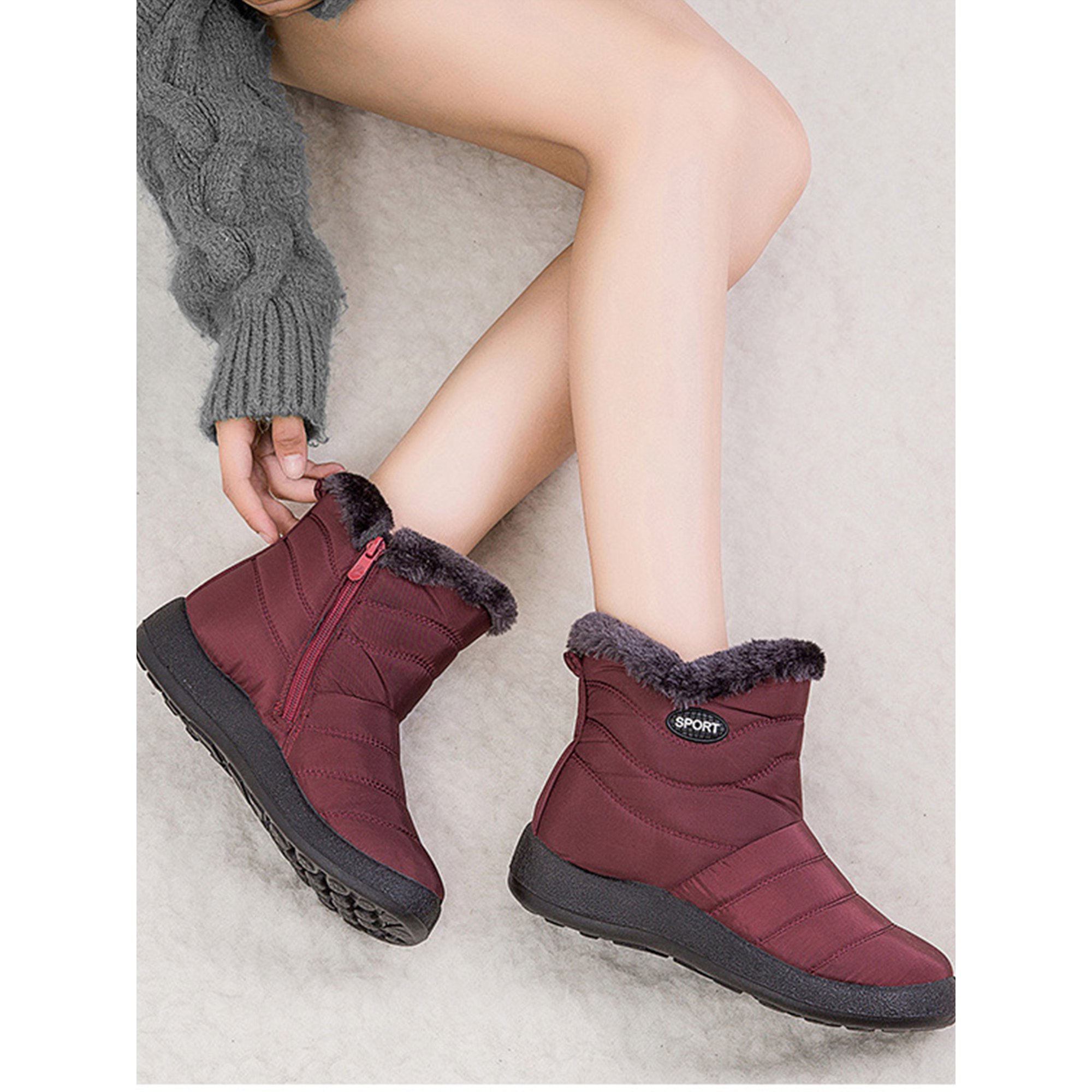 Bottes D’hiver Pour Femmes En Daim – Doublure Fourrure, Semelle Antidérapante – Confortables, Chaudes, Style Décontracté