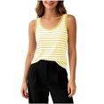 thumbnail image 3 of Liweisiy Striped Tank Tops For Womens Sleeveless Crewneck Relaxed Fit Pajama Tops Layer Printed Casual Sleepwear Yellow 2XL, 3 of 7