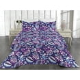 thumbnail image 2 of Ambesonne Floral Quilted Bedspread Set 3 Pcs, Tropical Forest Leafy Art, Twin, Quartz Indigo and Soft Blue, 2 of 4