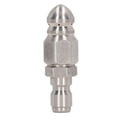 thumbnail image 1 of Boquilla para hidrolavadora de 5000 PSI, acero inoxidable, conector rápido NPT de 1/4 pulg. para limpieza, cabezal puntiagudo, 1 orificio frontal, 6 orificios traseros., 1 of 14
