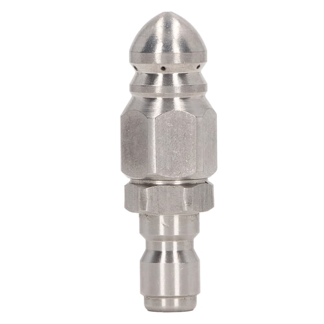 Boquilla para hidrolavadora de 5000 PSI, acero inoxidable, conector rápido NPT de 1/4 pulg. para limpieza, cabezal puntiagudo, 1 orificio frontal, 6 orificios traseros.