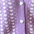 thumbnail image 5 of jsaierl Women's Button Down V Neck Crop Tops Heart Print Knit Cardigan Sweater Outwear, 5 of 5