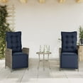 thumbnail image 1 of vidaXL Reclining Garden Chairs 2 pcs with Footrest Grey Poly Rattan, 1 of 5