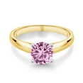 thumbnail image 2 of Gem Stone King 10K White And Yellow Gold Pink Created Sapphire Engagement Ring for Women | 1.66 Cttw | Round 7MM | Gemstone September Birthstone | Size 7, 2 of 4