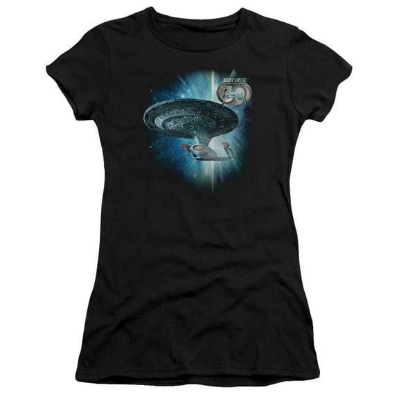 Star Trek Ship 30 Junior Women's Sheer T-Shirt Black