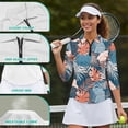 thumbnail image 6 of Uorisanigo Colored Palm Leaves Womens 3/4 Sleeve Golf Shirts Casual 3/4 Roll Sleeve Quick Dry Athletic Polo Shirts for Women Workout Sports Versatile 1/4 Zipper Outing Wear Size M, 6 of 7