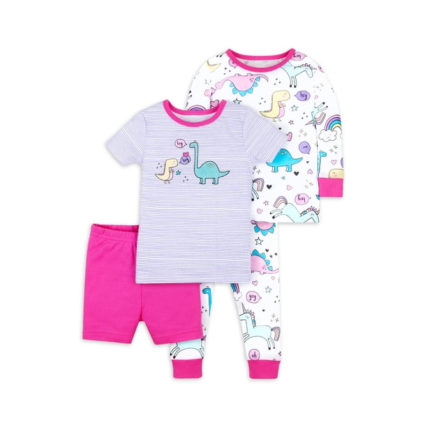 Little Star Baby & Toddler Girl 4Pc Short & Long Sleeve Shirts, Shorts