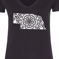 thumbnail image 4 of Inktastic Nebraska Silhouette Mandala Women's V-Neck T-Shirt, 4 of 5
