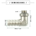 thumbnail image 3 of Adaptador de manguera de latón de 90 grados para automóvil universal, de 10 mm a macho G1/8" BSP BSPT, tono plateado, 3 of 7